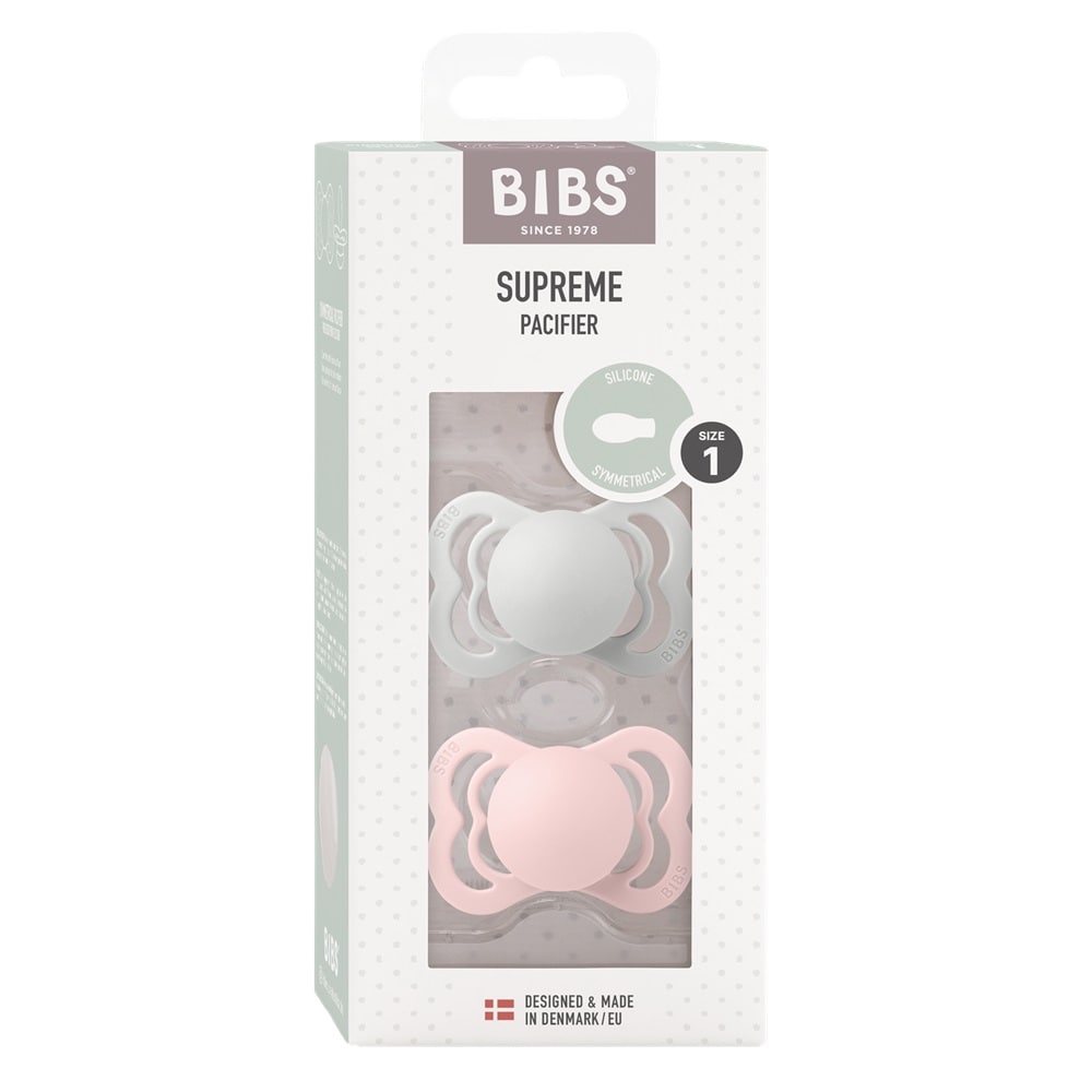 Набор пустышек силиконовых BIBS Supreme, 2 шт. - Haze/Blossom, 0+ мес.