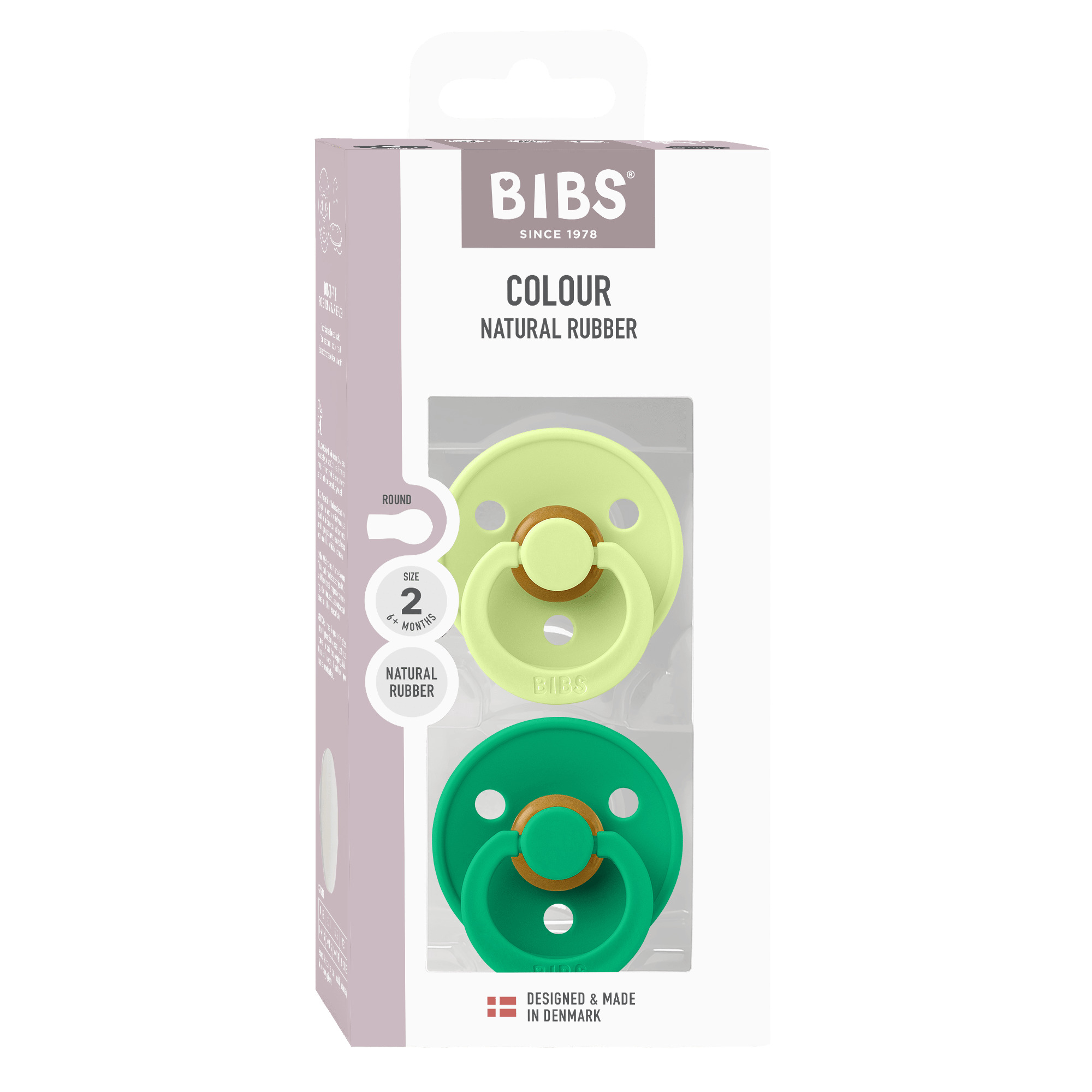 Набор пустышек латексных BIBS Colour, 2 шт. - Matcha/Cactus, 6+ мес.
