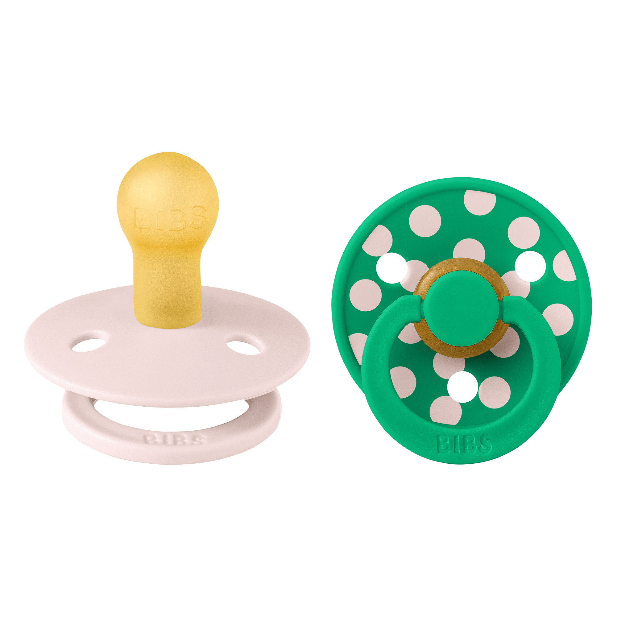 SALE! Набор пустышек латексных BIBS Studio Colour, 2 шт. - Polka -  Petal/Cactus, 0+ мес.