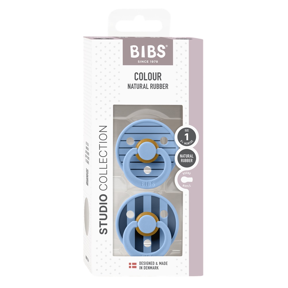 Набор пустышек латексных BIBS Studio Colour, 2 шт. - Pin - Sky Blue Mix, 0+ мес.