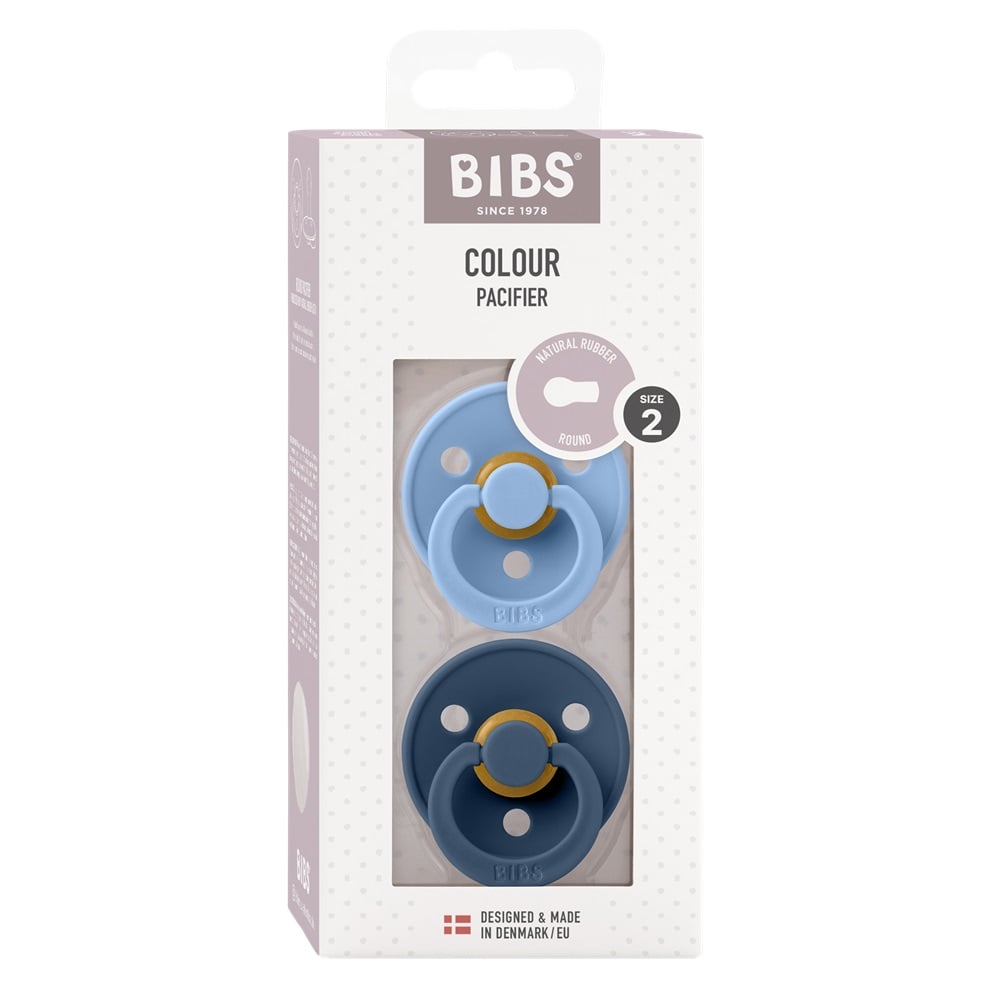 Набор пустышек латексных BIBS Colour, 2 шт. - Sky Blue/Steel Blue, 6+ мес.