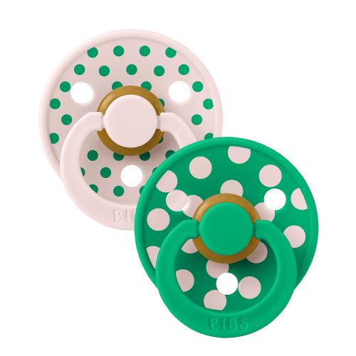 SALE! Набор пустышек латексных BIBS Studio Colour, 2 шт. - Polka -  Petal/Cactus, 0+ мес.