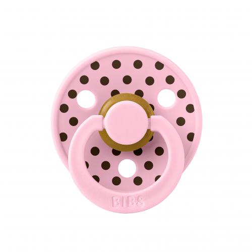 Пустышка латексная BIBS Studio Colour - Polka - Baby  Pink/Mocha, 0+ мес.