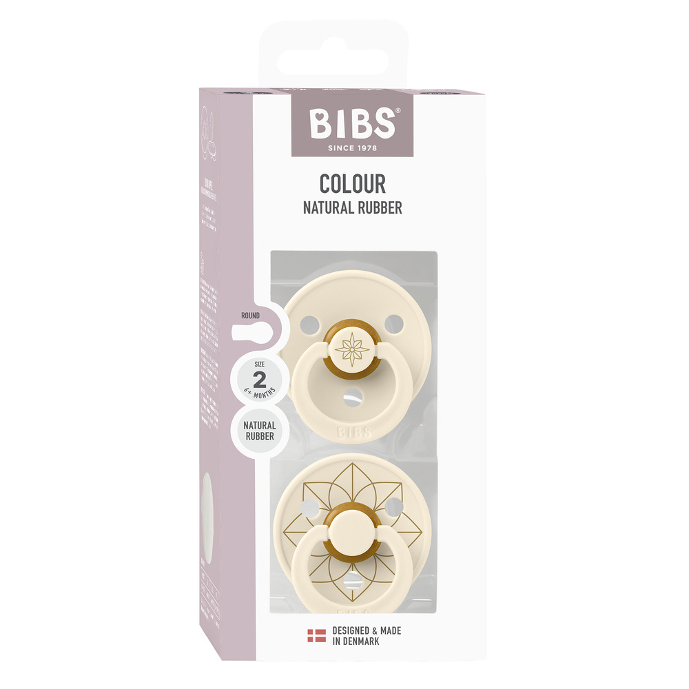 Набор пустышек латексных BIBS Studio Colour - Noor - Ivory/Gold, 6+ мес.