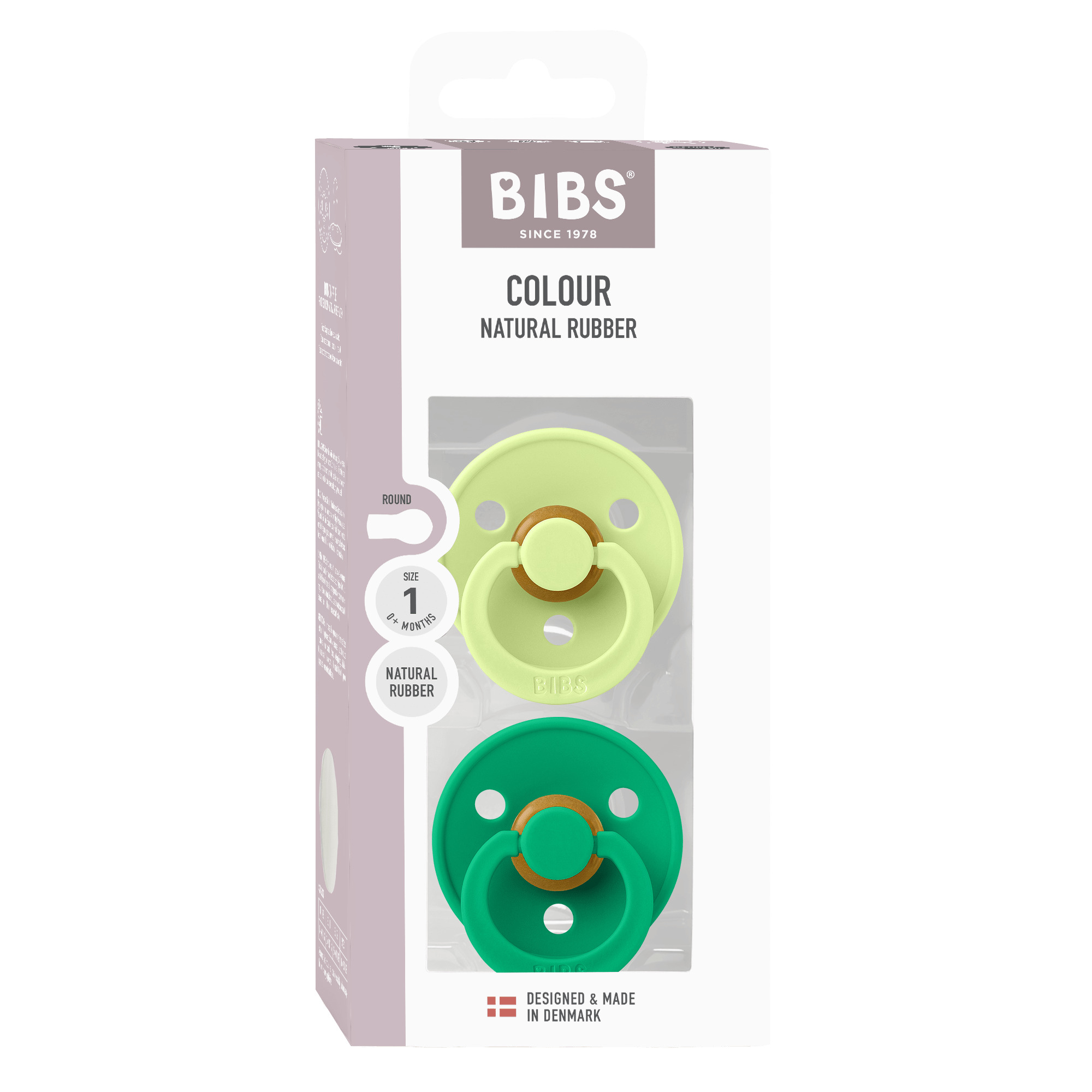 Набор пустышек латексных BIBS Colour, 2 шт. - Matcha/Cactus, 0+ мес.
