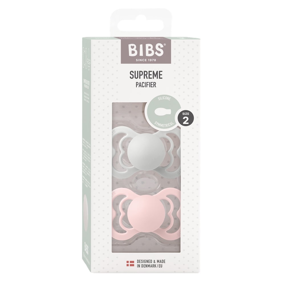 Набор пустышек силиконовых BIBS Supreme, 2 шт. - Haze/Blossom, 6+ мес.