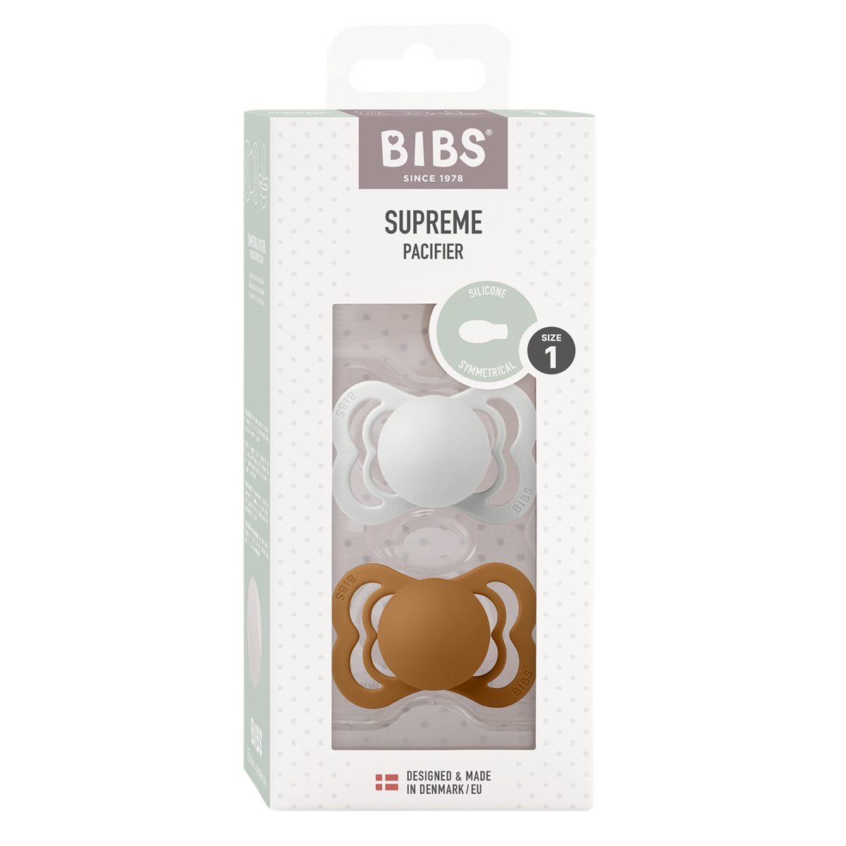 SALE! Набор пустышек силиконовых BIBS Supreme, 2 шт. - Haze/Caramel, 0+ мес.