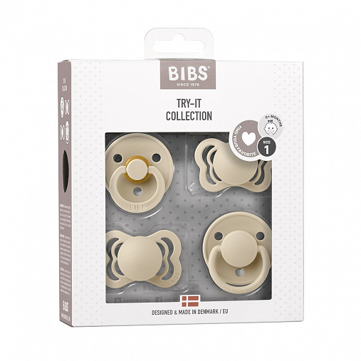 SALE! Набор пустышек BIBS Try-it, 4 шт. - Vanilla, 0+ мес.