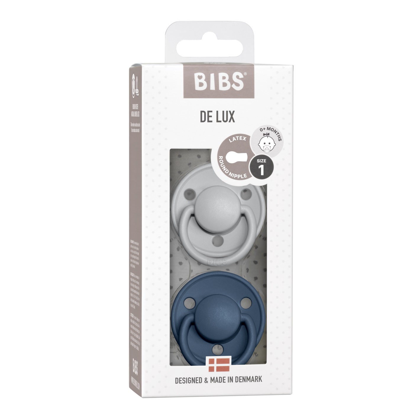 SALE! Набор пустышек латексных BIBS De Lux, 2 шт. - Cloud/Steel Blue, 0+ мес.