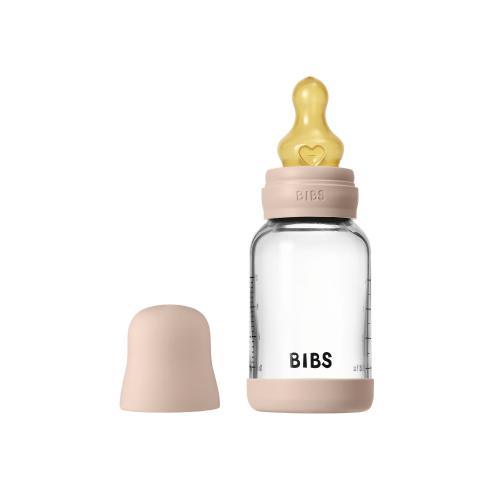 Стеклянная бутылочка для кормления с латексной соской, медленный поток BIBS - Blush, 120 мл