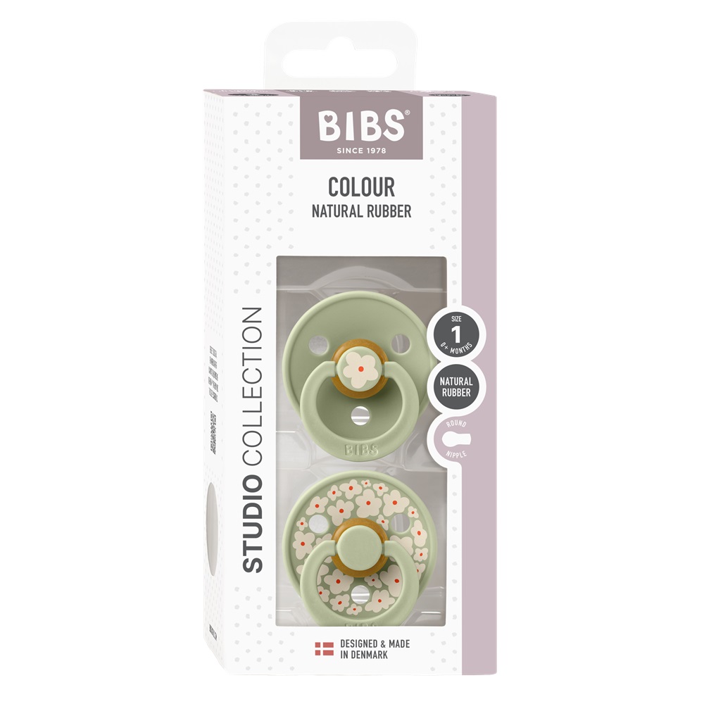 SALE! Набор пустышек латексных BIBS Studio Colour, 2 шт. - Jasmine - Sage Mix, 0+ мес.