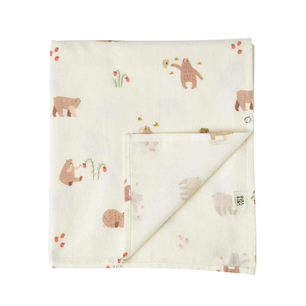 Пелёнки фланелевые BUBA KIDS, 3 шт., Мишкины лакомства/Бежевый/Сливочный, 95х115