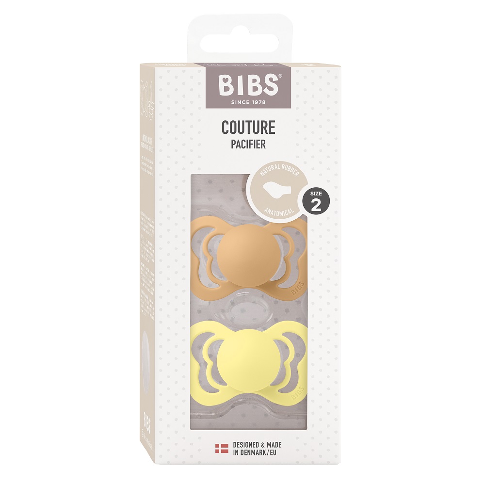 SALE! Набор пустышек латексных BIBS Couture, 2 шт. - Desert Sand/Sunshine, 6+ мес.