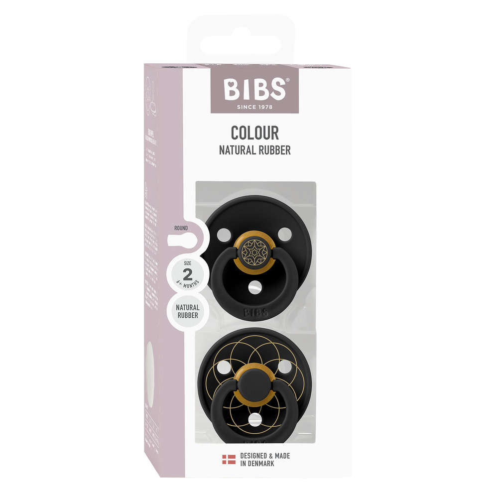 Набор пустышек латексных BIBS Studio Colour - Layl - Black/Gold, 6+ мес.