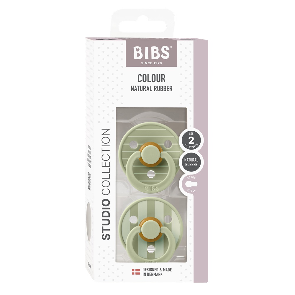 Набор пустышек латексных BIBS Studio Colour, 2 шт. - Pin - Sage Mix, 6+ мес.