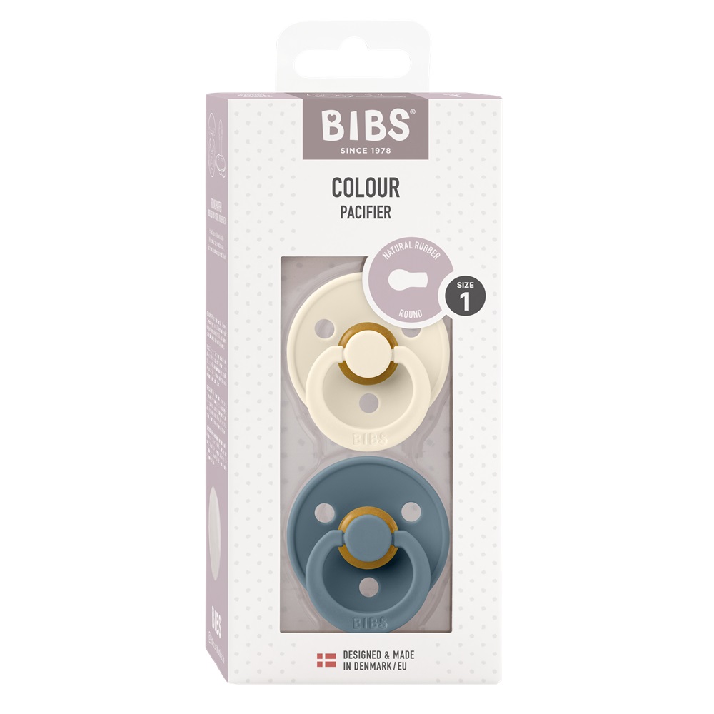 Набор пустышек латексных BIBS Colour, 2 шт. - Ivory/Petrol, 0+ мес.