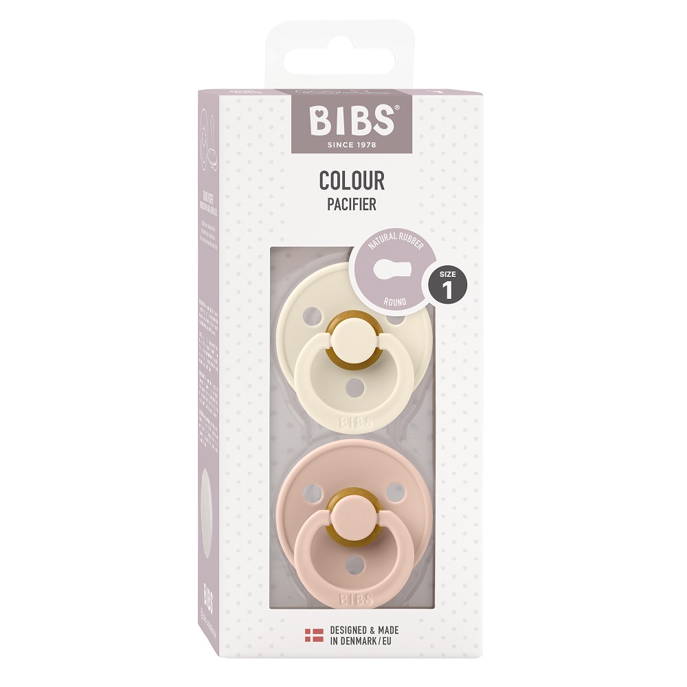 Набор пустышек латексных BIBS Colour, 2 шт. - Ivory/Blush, 0+ мес.