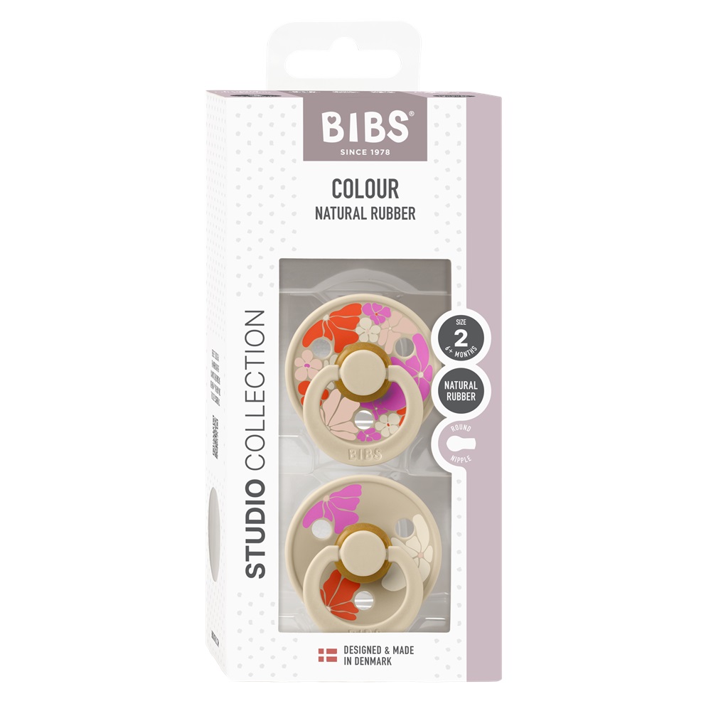 Набор пустышек латексных BIBS Studio Colour, 2 шт. - Morning Bloom - Vanilla Mix, 6+ мес.