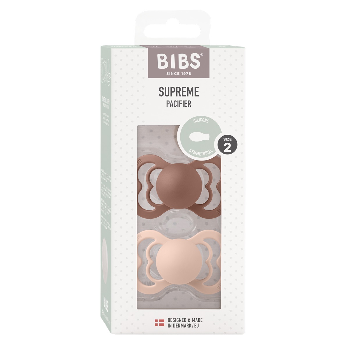 Набор пустышек силиконовых BIBS Supreme, 2 шт. - Woodchuck/Blush, 6+ мес.