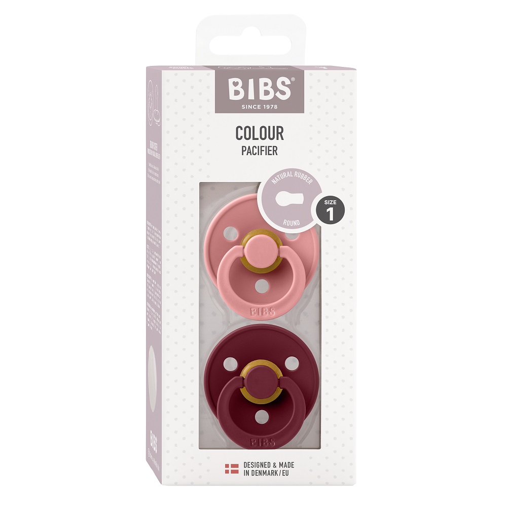 SALE! Набор пустышек латексных BIBS Colour, 2 шт. - Dusty Pink/Elderberry, 0+ мес.