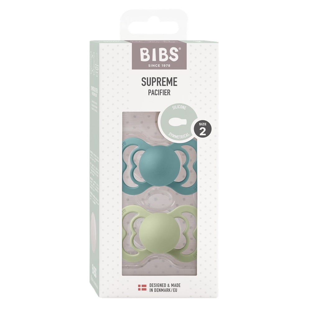 Набор пустышек силиконовых BIBS Supreme, 2 шт. - Island Sea/Sage, 6+ мес.