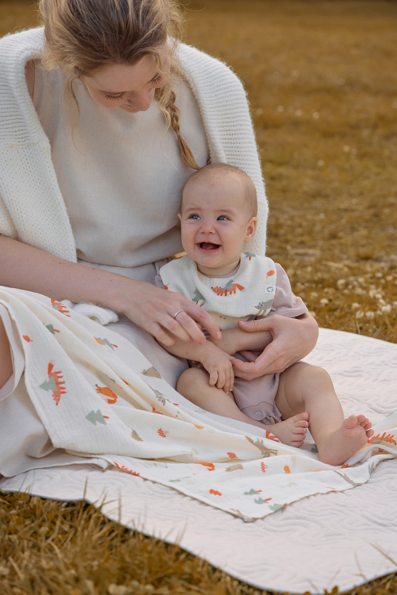 Слюнявчики муслиновые BUBA KIDS, 3 шт., Однажды в лесу/Морская пена/Сливочный