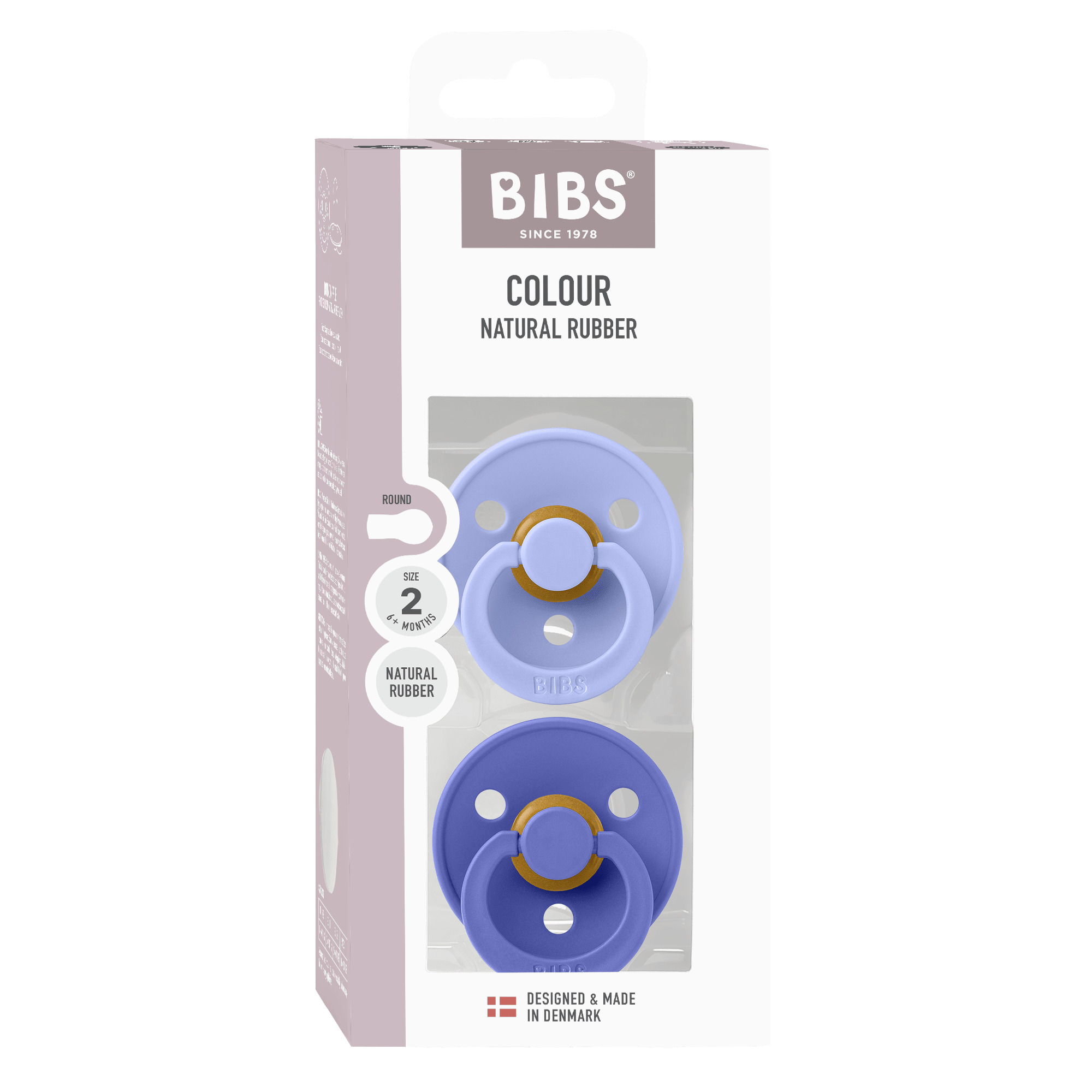 Набор пустышек латексных BIBS Colour, 2 шт. - Hush/Grape, 6+ мес.