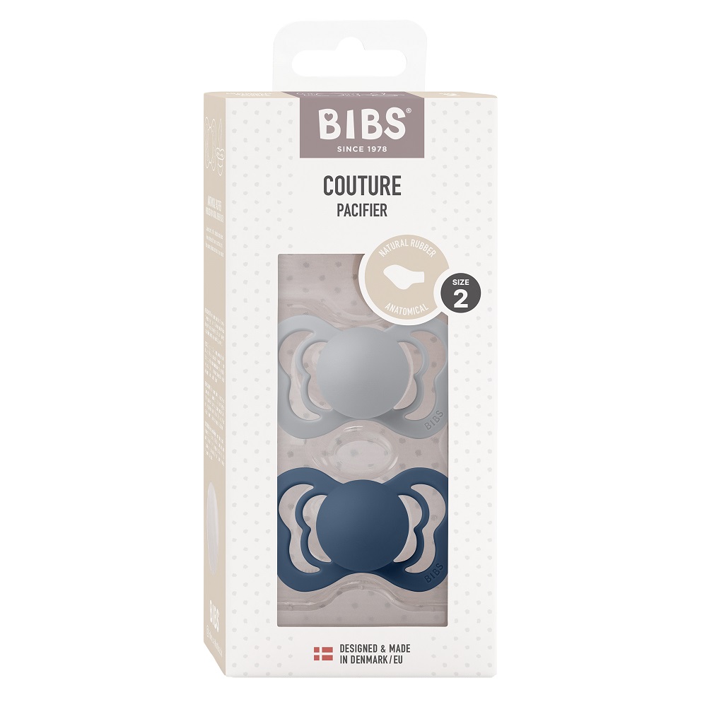 SALE! Набор пустышек латексных BIBS Couture, 2 шт. - Cloud/Steel Blue, 6+ мес.