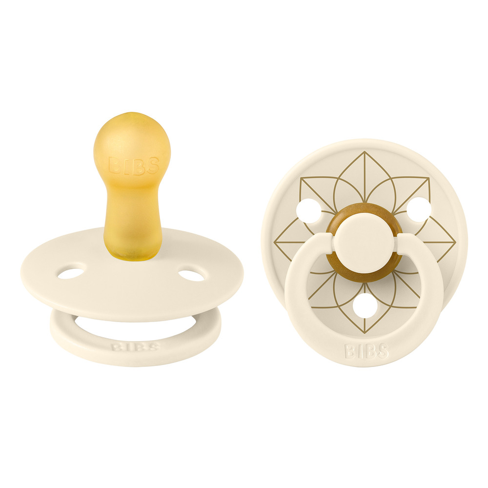 Набор пустышек латексных BIBS Studio Colour - Noor - Ivory/Gold, 6+ мес.