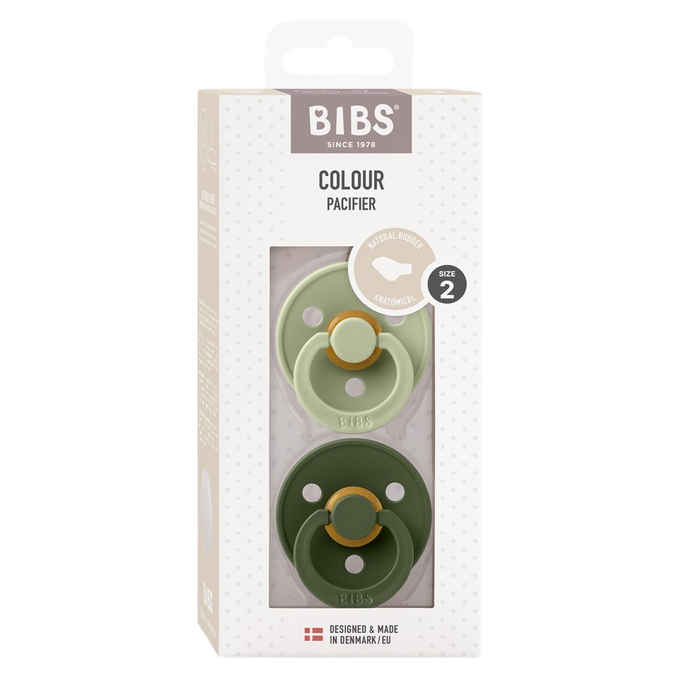 SALE! Набор пустышек латексных BIBS Colour Anatomical, 2 шт. - Sage/Hunter Green, 6+ мес.