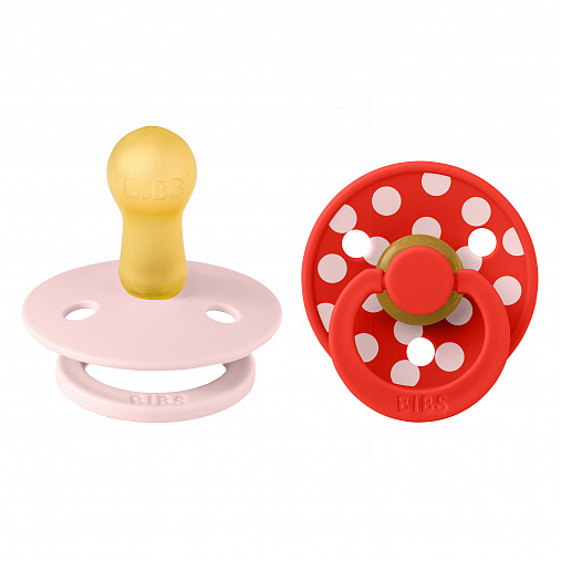 Набор пустышек латексных BIBS Studio Colour, 2 шт. - Polka -  Blossom/Candy Apple, 6+ мес.