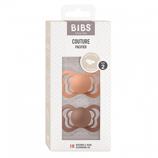 Набор пустышек латексных BIBS Couture, 2 шт. - Peach/Woodchuck, 6+ мес.