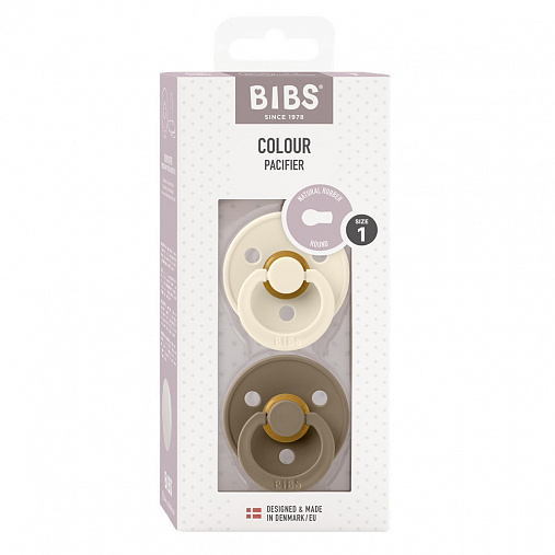 Набор пустышек латексных BIBS Colour, 2 шт. - Dark Oak/Ivory, 0+ мес.