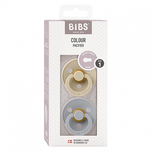 Набор пустышек латексных BIBS Colour, 2 шт. - Vanilla/Cloud, 0+ мес.
