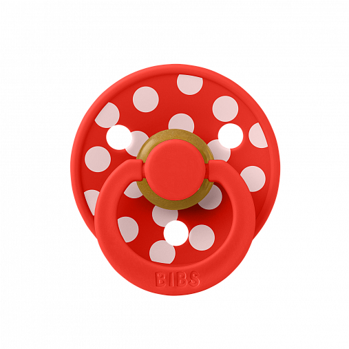 Пустышка латексная BIBS Studio Colour - Polka - Candy Apple/Blossom, 6+ мес.