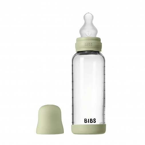 Стеклянная бутылочка для кормления с силиконовой соской, средний поток BIBS - Sage, 240 мл