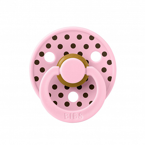Пустышка латексная BIBS Studio Colour - Polka - Baby  Pink/Mocha, 0+ мес.