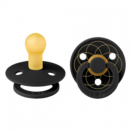 Набор пустышек латексных BIBS Studio Colour - Layl - Black/Gold, 0+ мес.