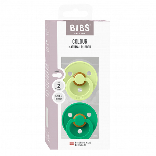 Набор пустышек латексных BIBS Colour, 2 шт. - Matcha/Cactus, 6+ мес.