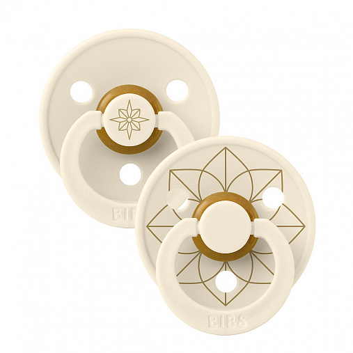 Набор пустышек латексных BIBS Studio Colour - Noor - Ivory/Gold, 6+ мес.