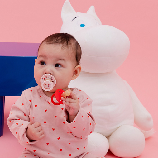 SALE! Набор пустышек латексных BIBS x Moomin Colour, 2 шт. - Dancing - Candy Apple/Petal mix, 6+ мес.