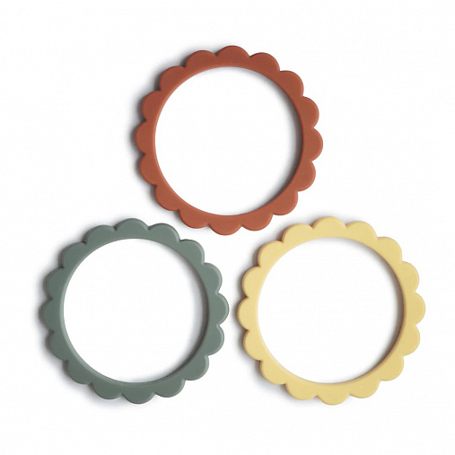 Прорезыватели Mushie Flower Bracelet, 3 шт. - Clay/Dried Thyme/Sunshine