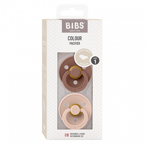 Набор пустышек латексных BIBS Colour Anatomical, 2 шт. - Blush/Woodchuck, 0+ мес.