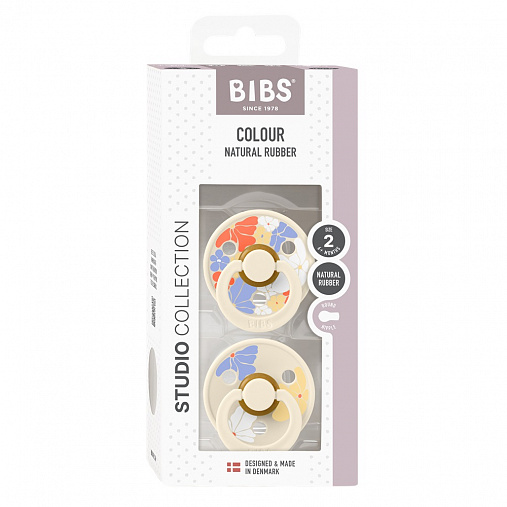 Набор пустышек латексных BIBS Studio Colour, 2 шт. - Morning Bloom - Ivory Mix, 6+ мес.