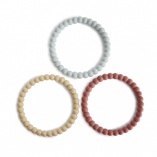 Прорезыватели Mushie Pearl Bracelet, 3 шт. - Mellow/Terracotta/Periwi