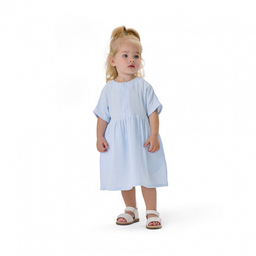 Платье детское с карманами из муслина BUBA KIDS, Нежно-голубой