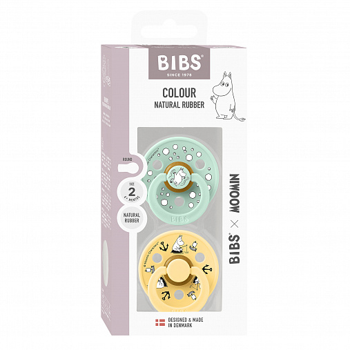 SALE! Набор пустышек латексных BIBS x Moomin Colour, 2 шт. - Sailing - Nordic Mint/Pale Butter mix, 6+ мес.