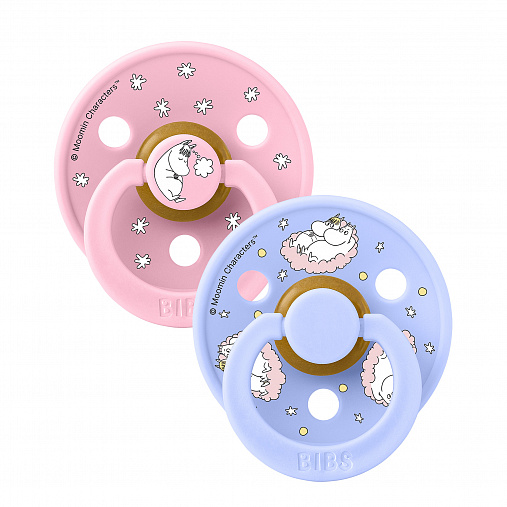 Набор пустышек латексных BIBS x Moomin Colour, 2 шт. - Dreaming - Baby Pink/Hush mix, 0+ мес.