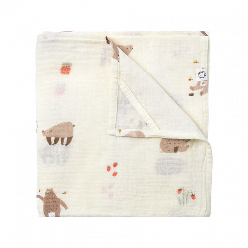Пелёнки муслиновые BUBA KIDS, 2 шт., Мишкины лакомства/Миндаль, 75х115