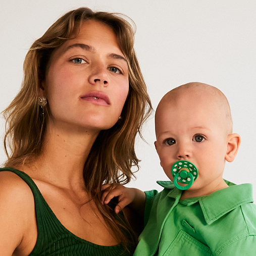 SALE! Набор пустышек латексных BIBS Studio Colour, 2 шт. - Polka -  Petal/Cactus, 0+ мес.